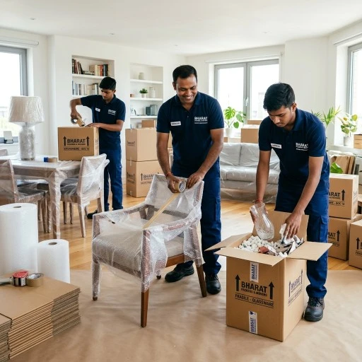 Movers packing valuable items safely